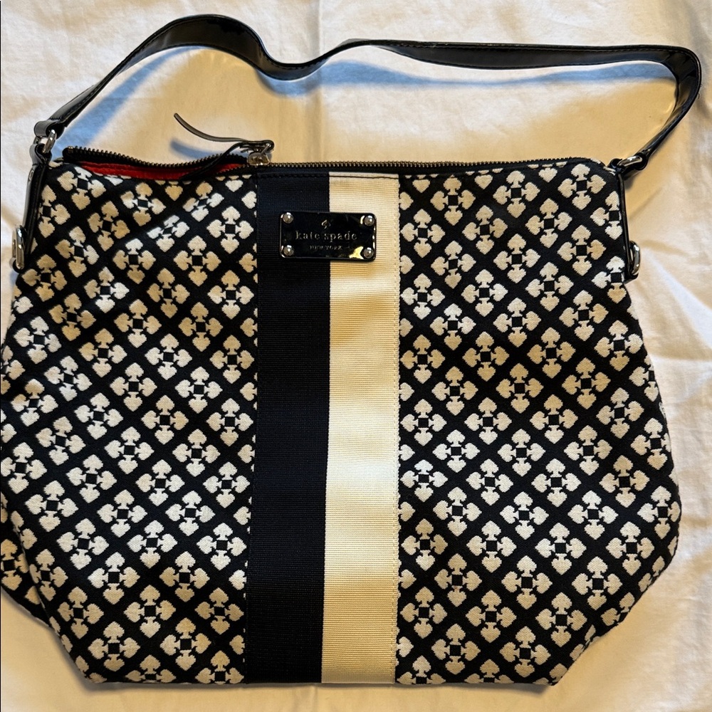 Kate Spade Black and Cream Geometric Shoulder Bag